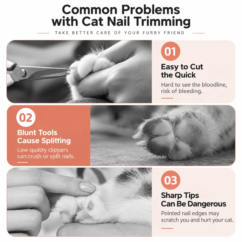 Cat Nail Clippers with Round-Hole Guide & Non-Slip Silicone Grip