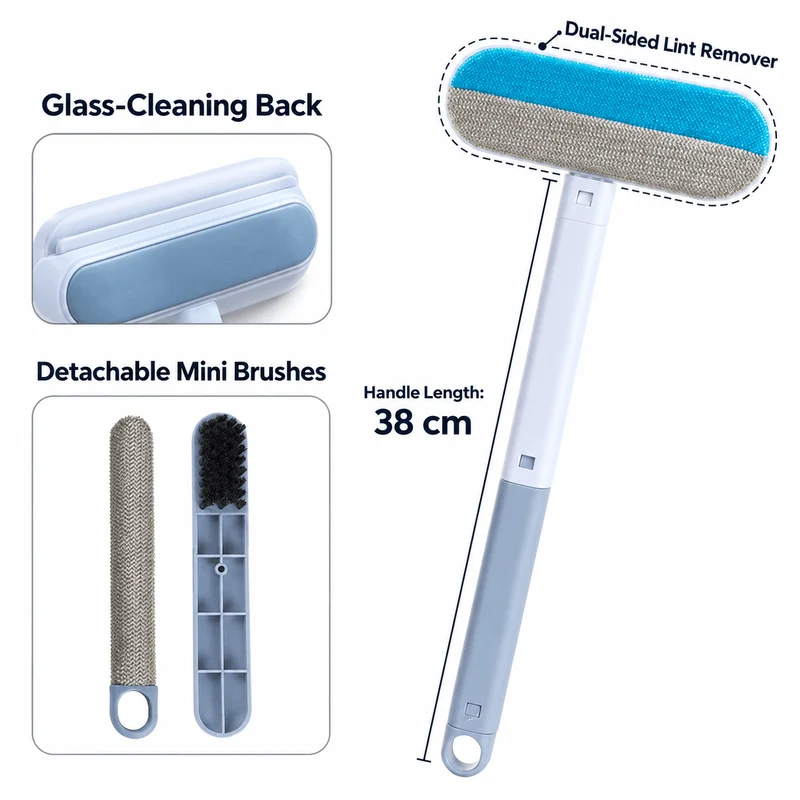 Reusable Pet Hair Remover Brush with 2 Built-In Mini Brushes