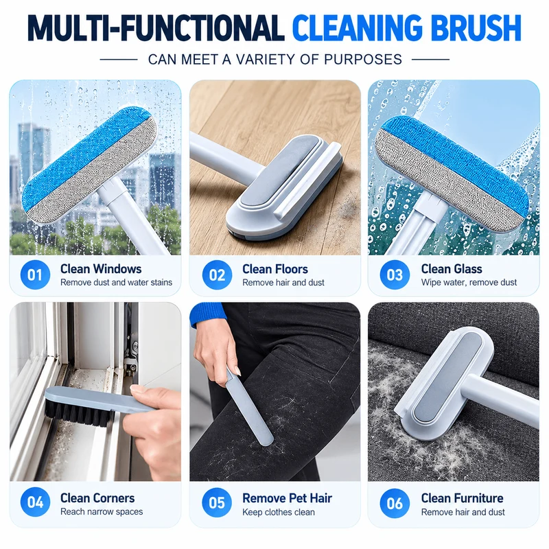 Reusable Pet Hair Remover Brush with 2 Built-In Mini Brushes