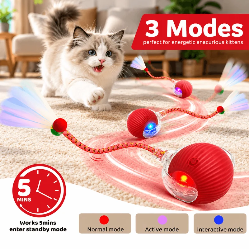 Auto Rolling Fun Ball – Smart Interactive Pet Toy for Dogs & Cats