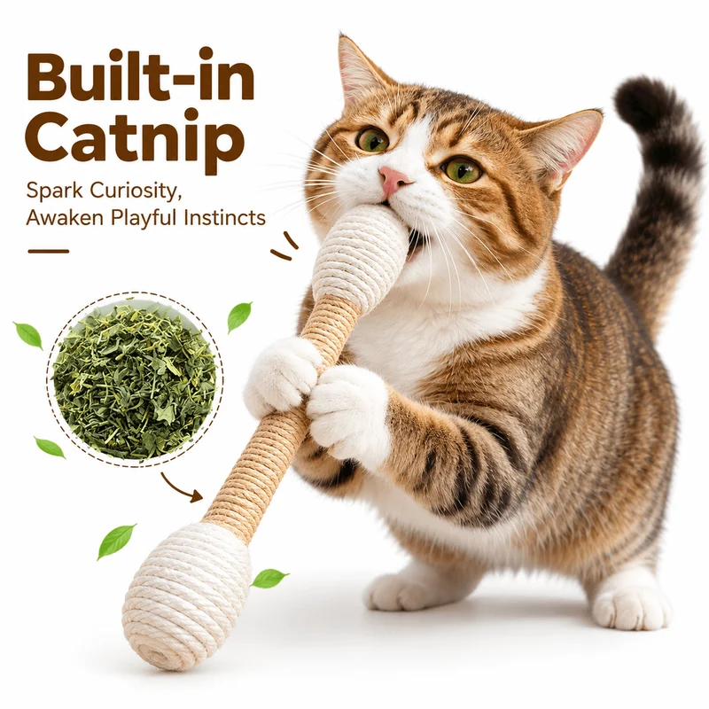 Large Sisal Catnip Kicker Toy – Solid Wood Core