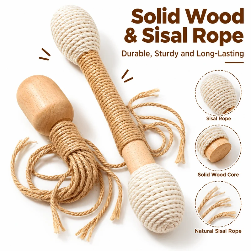 Large Sisal Catnip Kicker Toy – Solid Wood Core