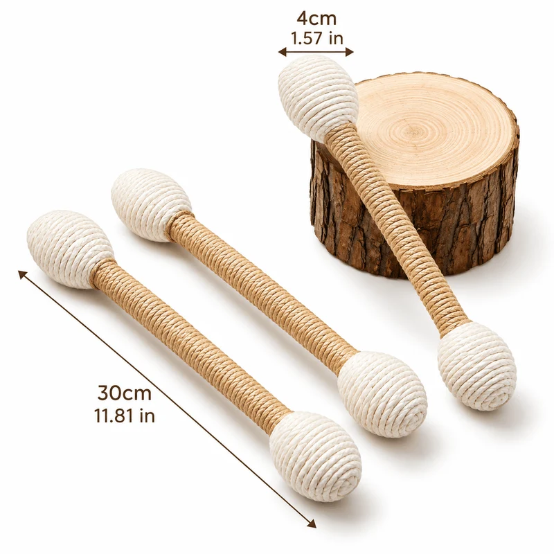 Large Sisal Catnip Kicker Toy – Solid Wood Core