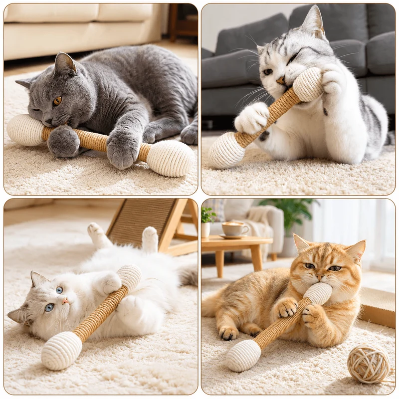 Large Sisal Catnip Kicker Toy – Solid Wood Core
