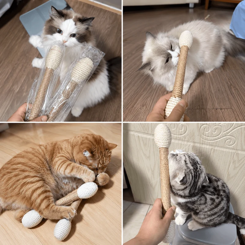 Large Sisal Catnip Kicker Toy – Solid Wood Core