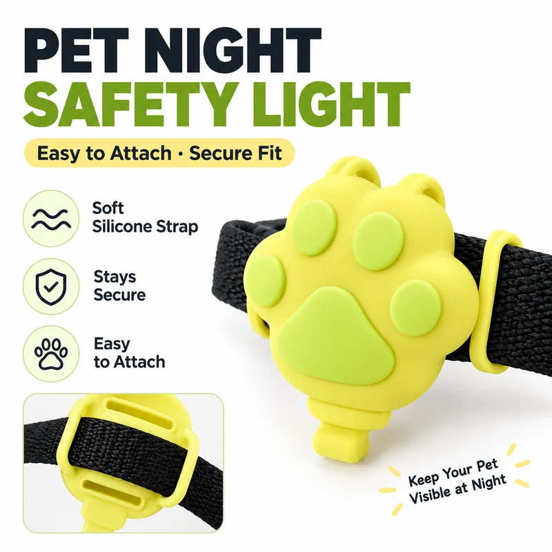 Paw-Shaped LED Pet Collar Light – USB Rechargeable