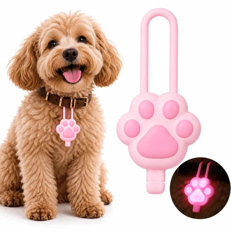 Paw-Shaped LED Pet Collar Light – USB Rechargeable