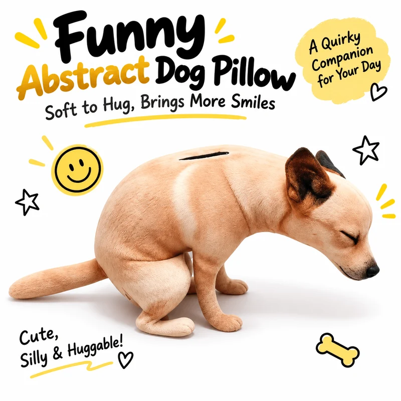 Funny Pooping Dog Plush Pillow – Realistic Novelty Dog Toy