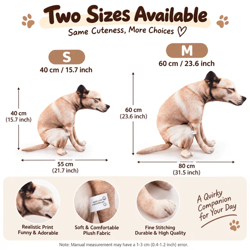 Funny Pooping Dog Plush Pillow – Realistic Novelty Dog Toy