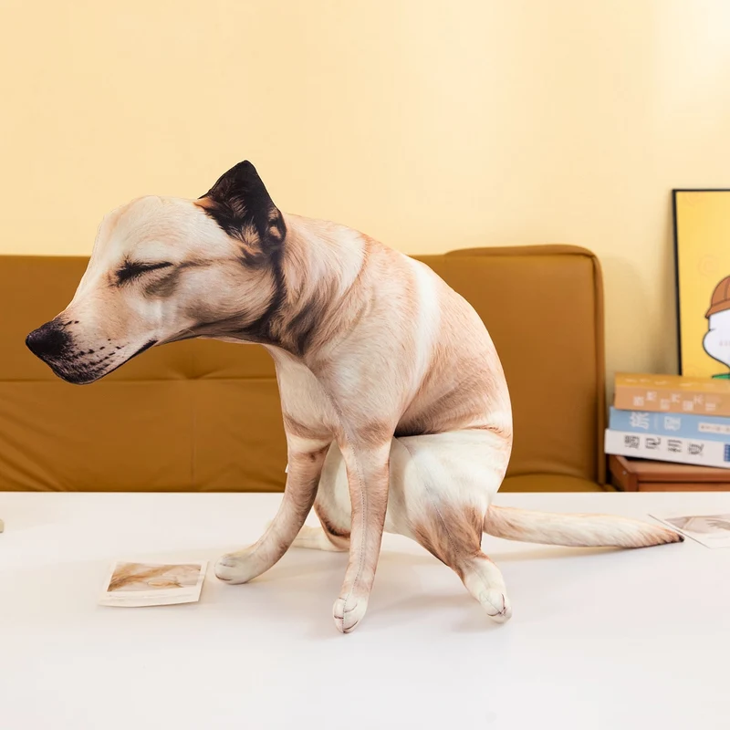 Funny Pooping Dog Plush Pillow – Realistic Novelty Dog Toy