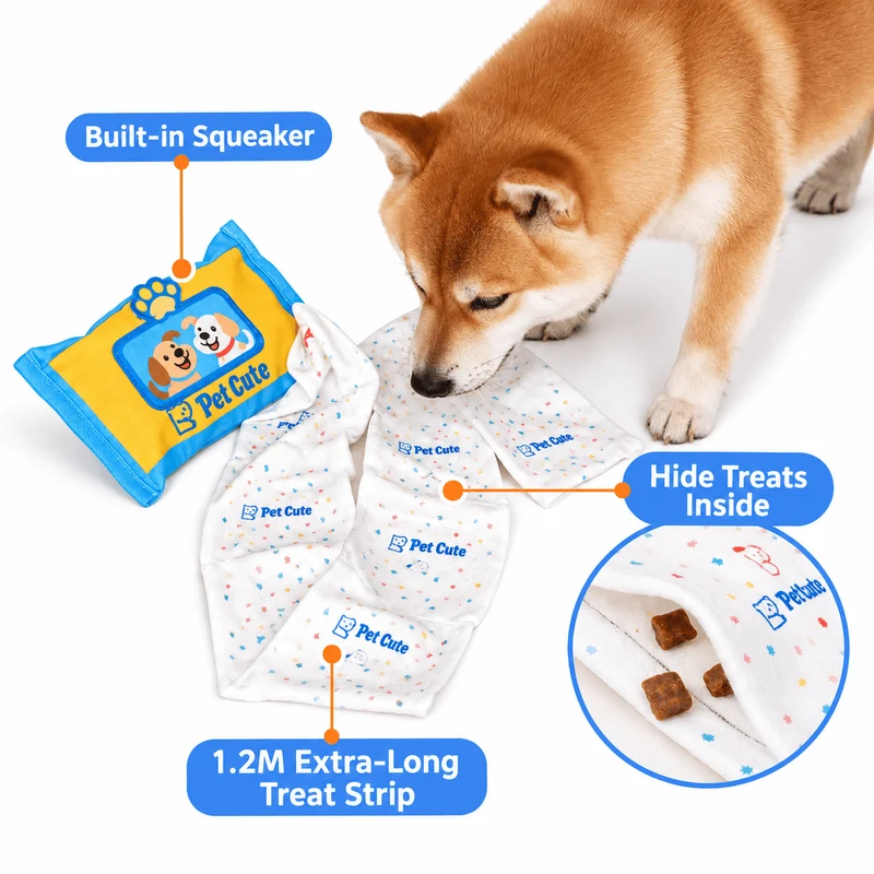 Tissue Box Dog Toy – Snuffle Treat Puzzle with Squeaker