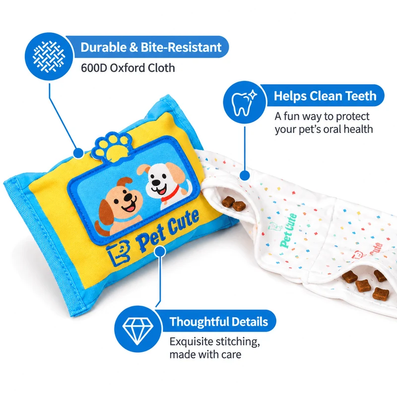 Tissue Box Dog Toy – Snuffle Treat Puzzle with Squeaker