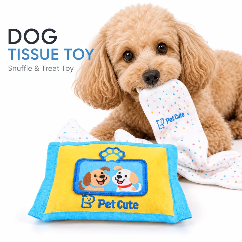 Tissue Box Dog Toy – Snuffle Treat Puzzle with Squeaker