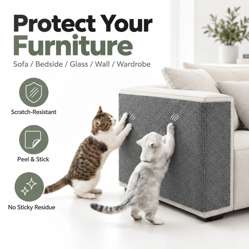 Self-Adhesive Cat Scratching Mat – Sofa & Wall Protector