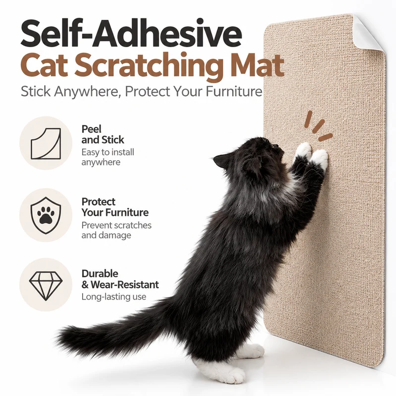 Self-Adhesive Cat Scratching Mat – Sofa & Wall Protector
