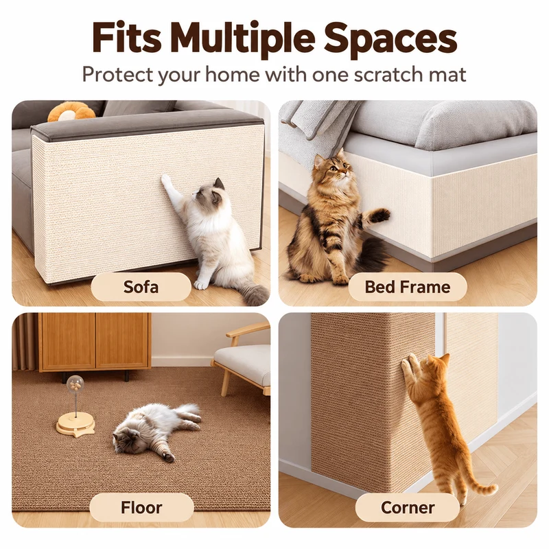 Self-Adhesive Cat Scratching Mat – Sofa & Wall Protector