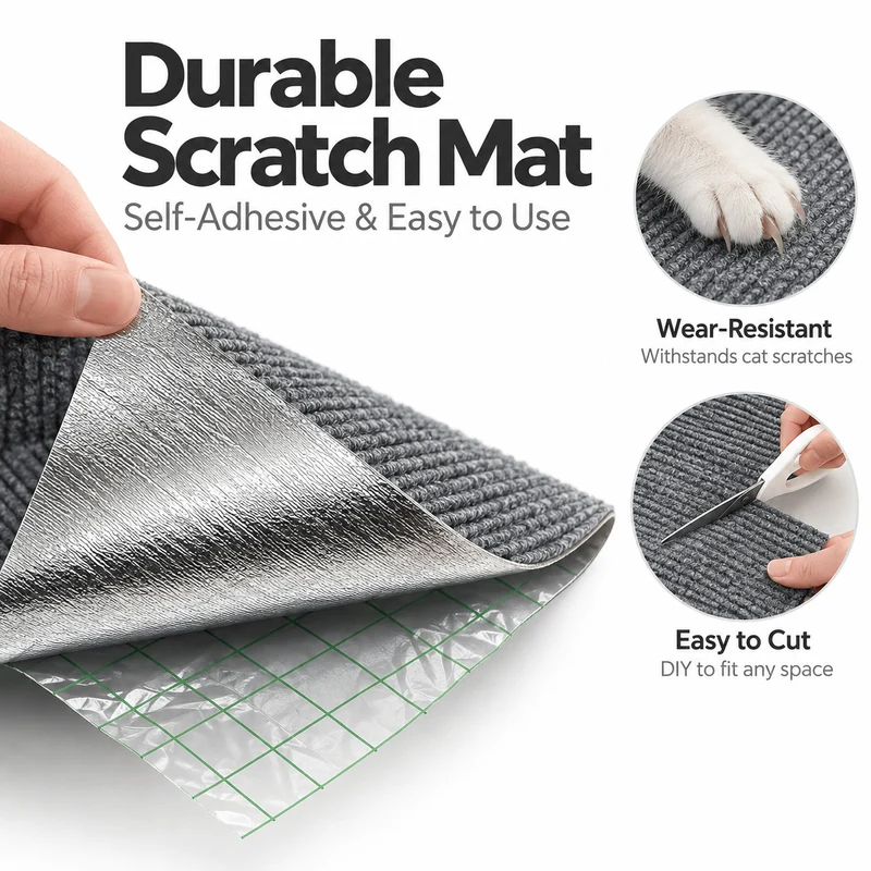 Self-Adhesive Cat Scratching Mat – Sofa & Wall Protector