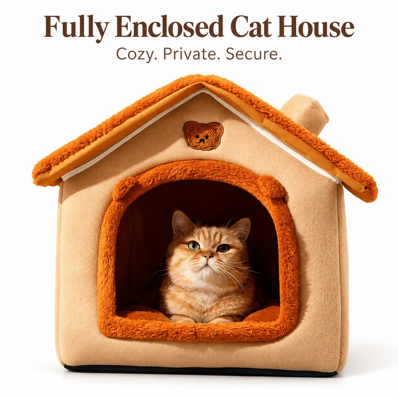 Cozy Plush Pet House – Detachable & Washable Bed for Cats & Small Dogs