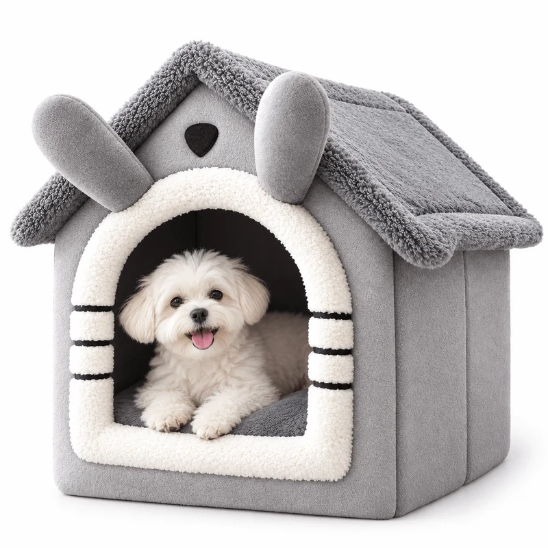 Cozy Plush Pet House – Detachable & Washable Bed for Cats & Small Dogs