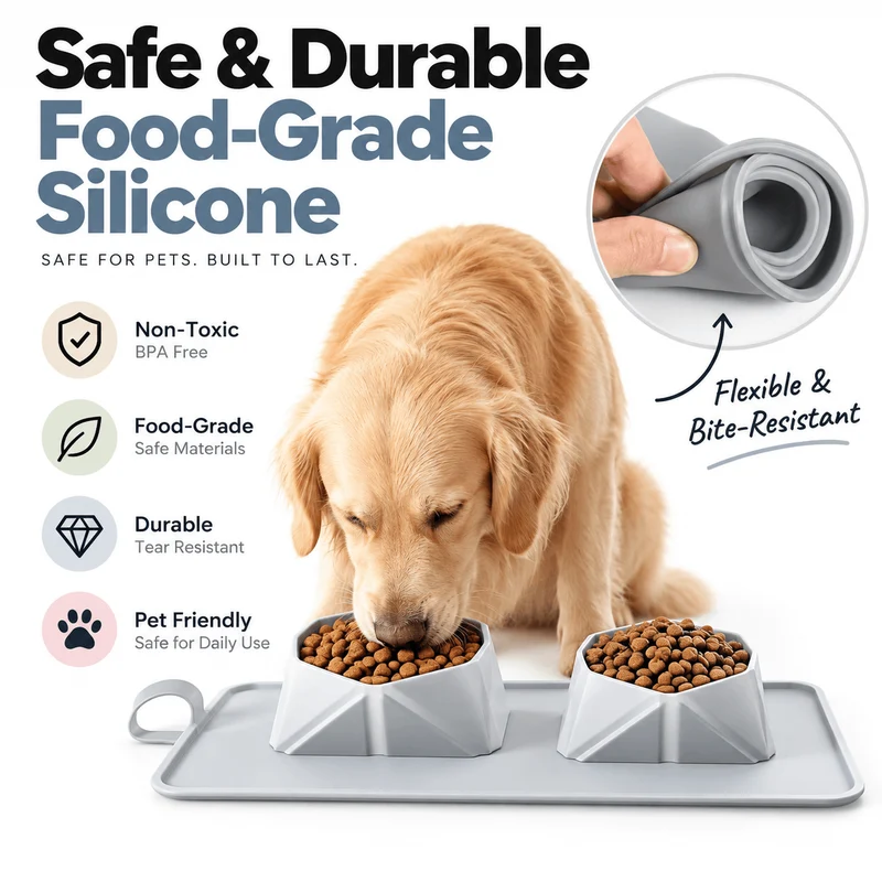 Collapsible Silicone Double Pet Bowl & Feeding Mat
