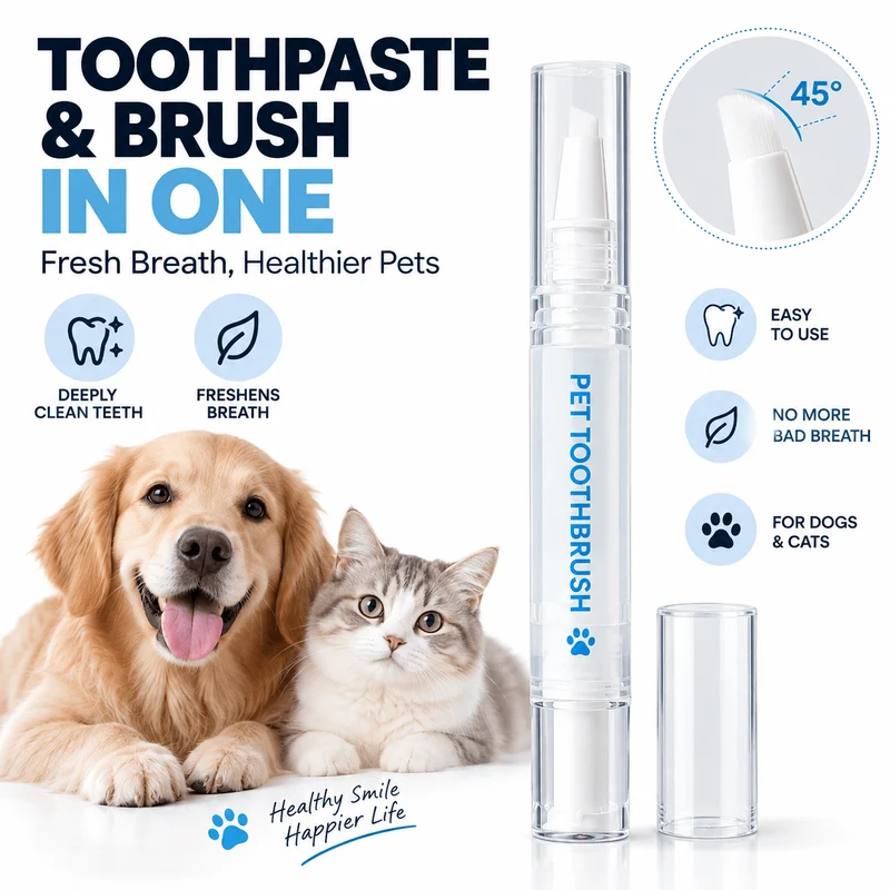 2-in-1 Pet Toothbrush Pen for Cats & Dogs