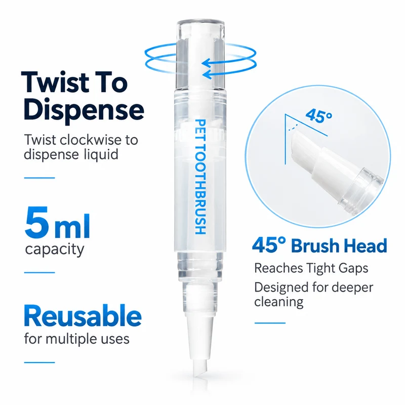 2-in-1 Pet Toothbrush Pen for Cats & Dogs