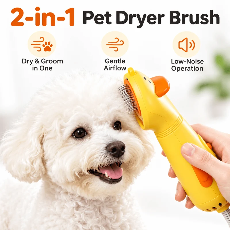 2-in-1 Pet Hair Dryer & Grooming Brush