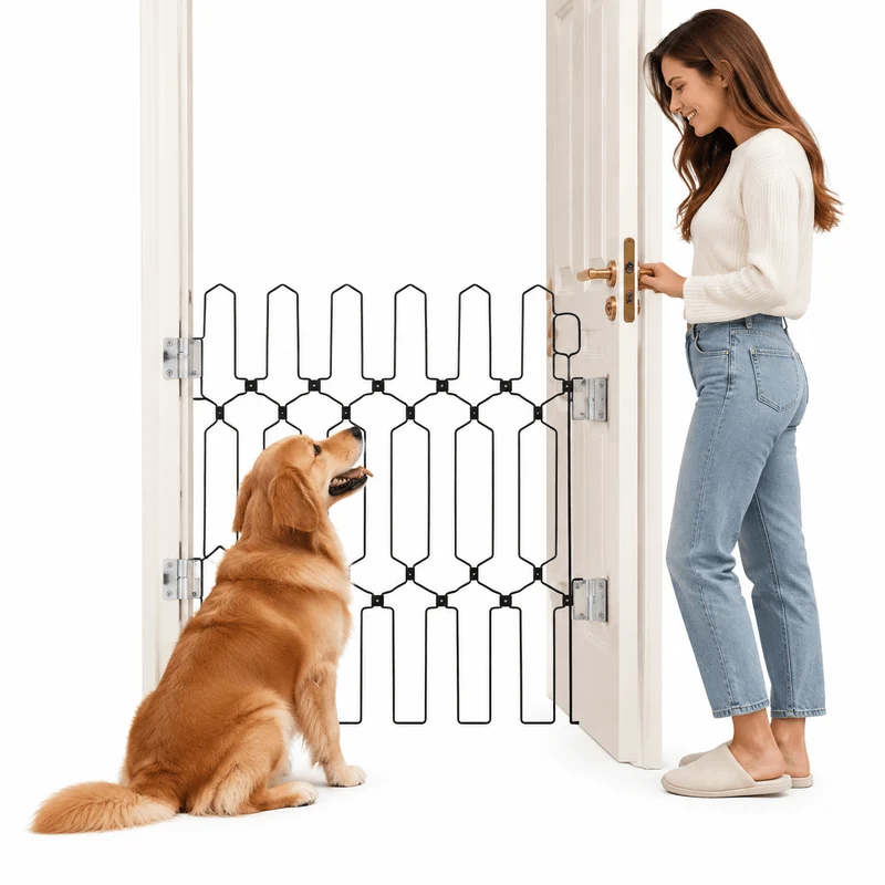Retractable Dog Gate for Front Door – Tall Metal Pet Safety Barrier
