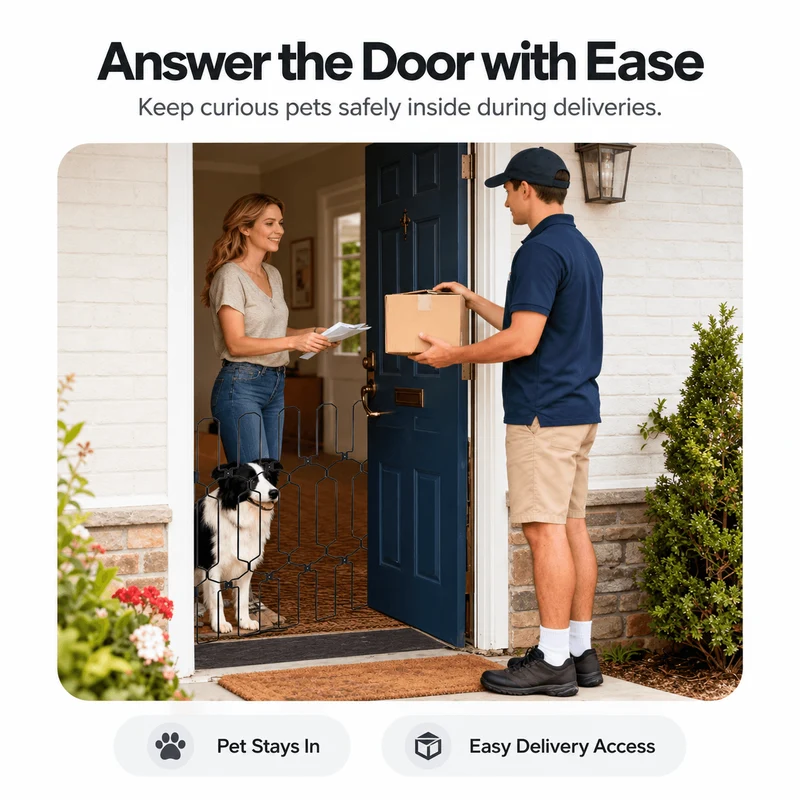 Retractable Dog Gate for Front Door – Tall Metal Pet Safety Barrier