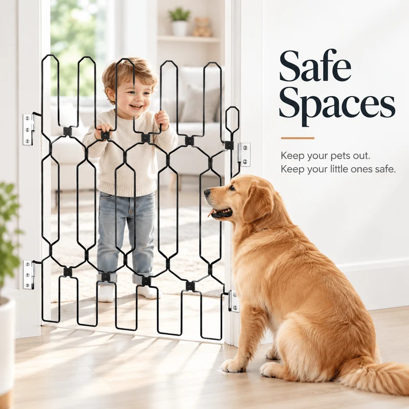 Retractable Dog Gate for Front Door – Tall Metal Pet Safety Barrier