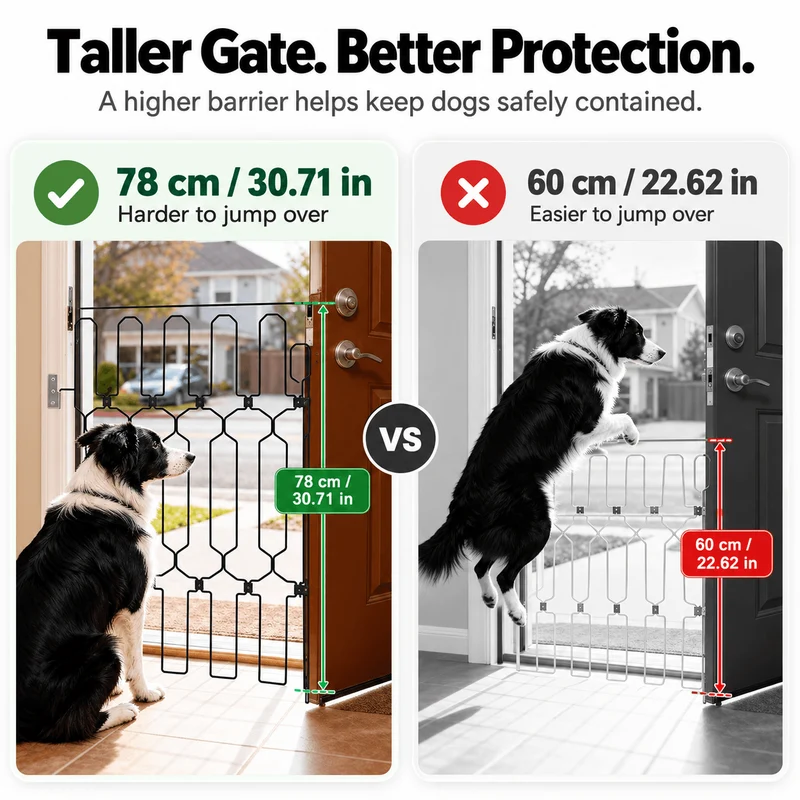 Retractable Dog Gate for Front Door – Tall Metal Pet Safety Barrier