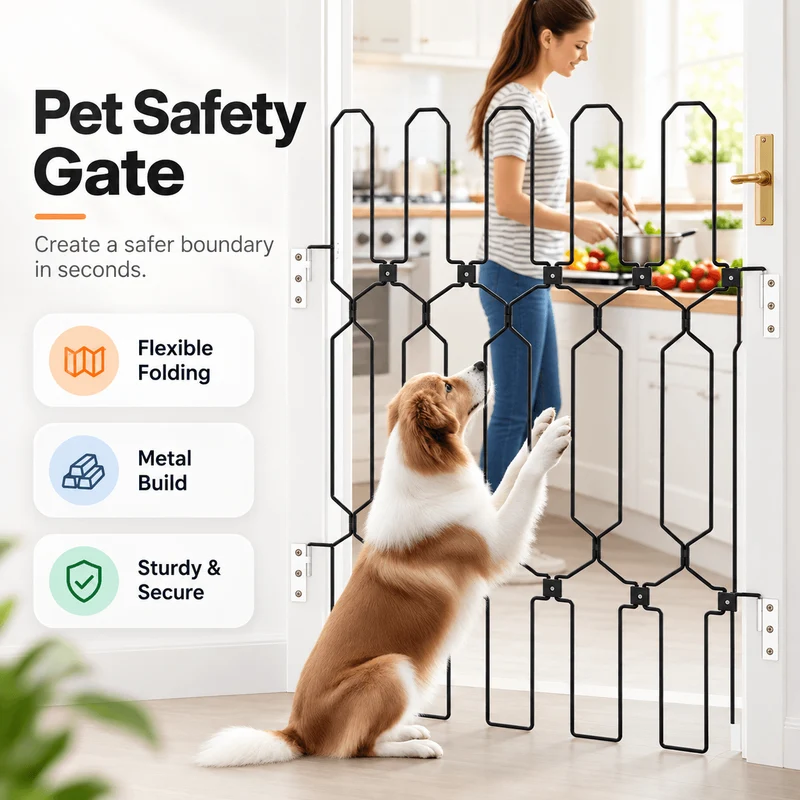 Retractable Dog Gate for Front Door – Tall Metal Pet Safety Barrier