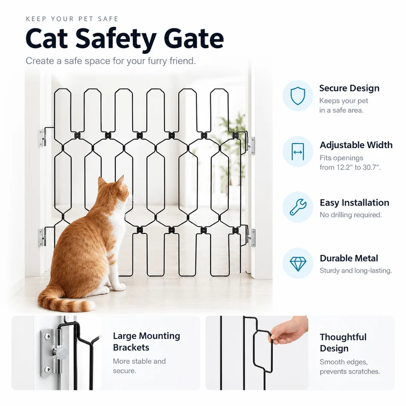 Retractable Dog Gate for Front Door – Tall Metal Pet Safety Barrier