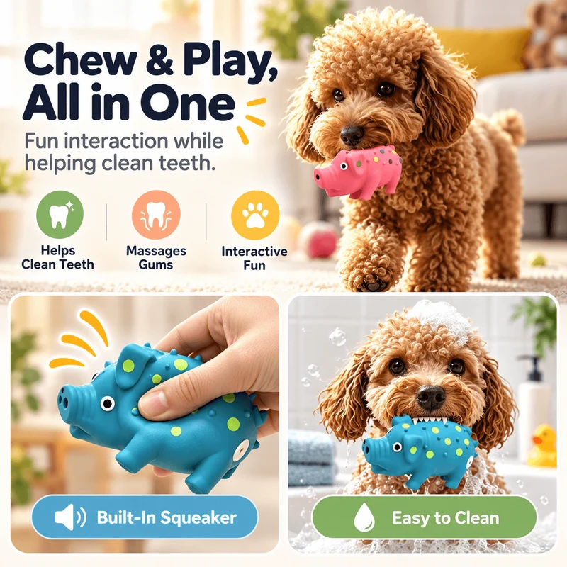 Squeaky Pig Dog Toy – Soft Latex Chew Toy