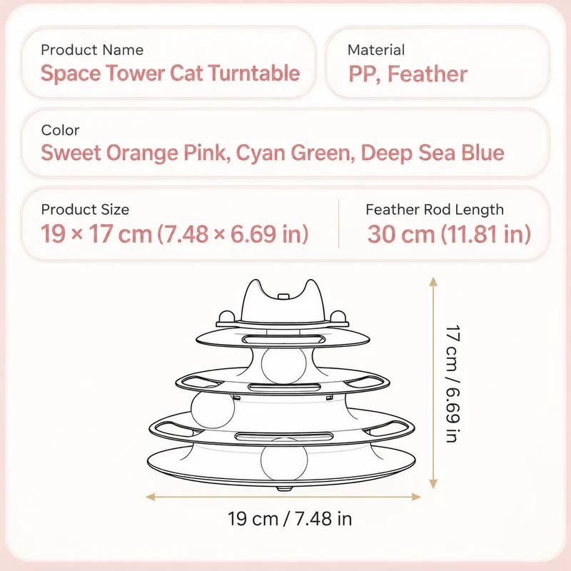 3-Tier Cat Ball Track Toy with Feather Teaser