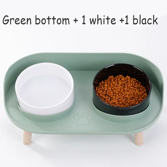 Food Feeders Pet Cat Double Bowls Feeder Adjustable Height Cats Dogs Drinker Water Bowl Dish Elevated Feeding Kitten Supplies