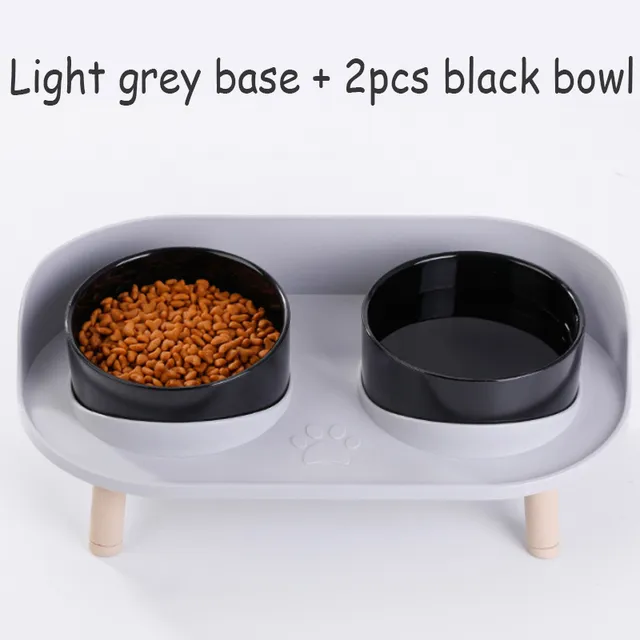 Food Feeders Pet Cat Double Bowls Feeder Adjustable Height Cats Dogs Drinker Water Bowl Dish Elevated Feeding Kitten Supplies