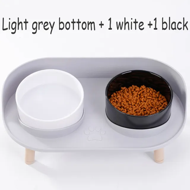 Food Feeders Pet Cat Double Bowls Feeder Adjustable Height Cats Dogs Drinker Water Bowl Dish Elevated Feeding Kitten Supplies