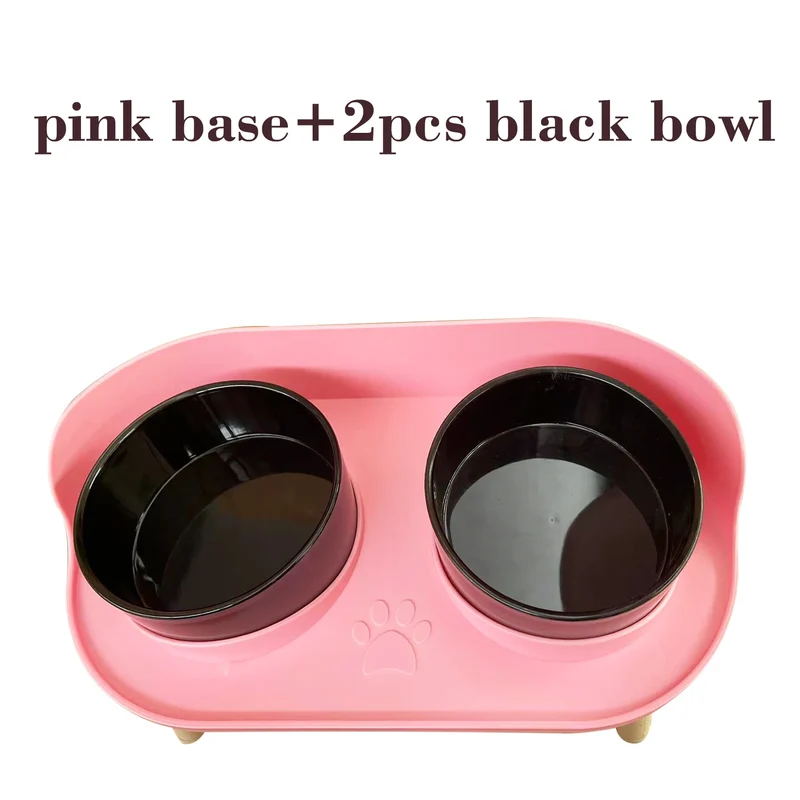 Food Feeders Pet Cat Double Bowls Feeder Adjustable Height Cats Dogs Drinker Water Bowl Dish Elevated Feeding Kitten Supplies