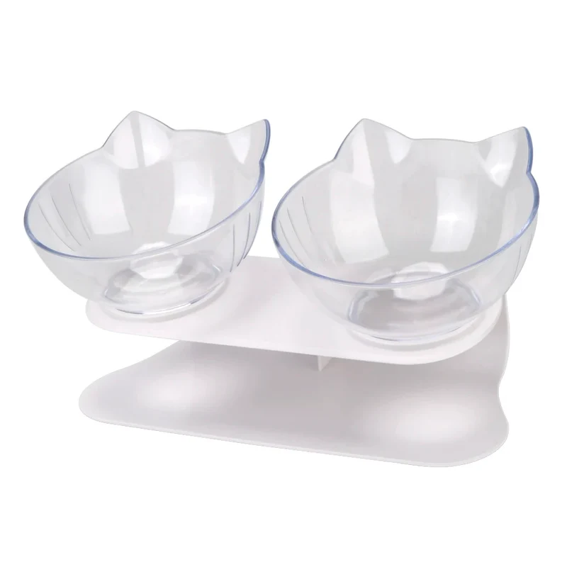 Durable Double Bowls Pet Food Water Feeder With Raised Stand Protection Cervical Non-slip Cat Bowl Dog Bowl Cat Dogs Feeder