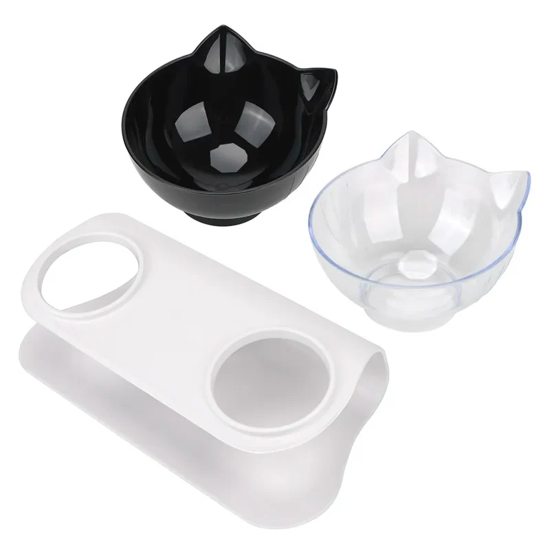 Durable Double Bowls Pet Food Water Feeder With Raised Stand Protection Cervical Non-slip Cat Bowl Dog Bowl Cat Dogs Feeder