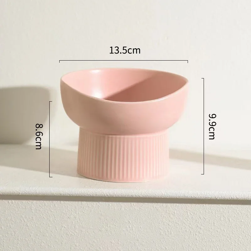 Cat Nordic Style Food Water Bowl Pet Animal Ceramic Eating Dishes High Foot Raised Puppy Cats Matte Bowls Elevated Dog Bowls