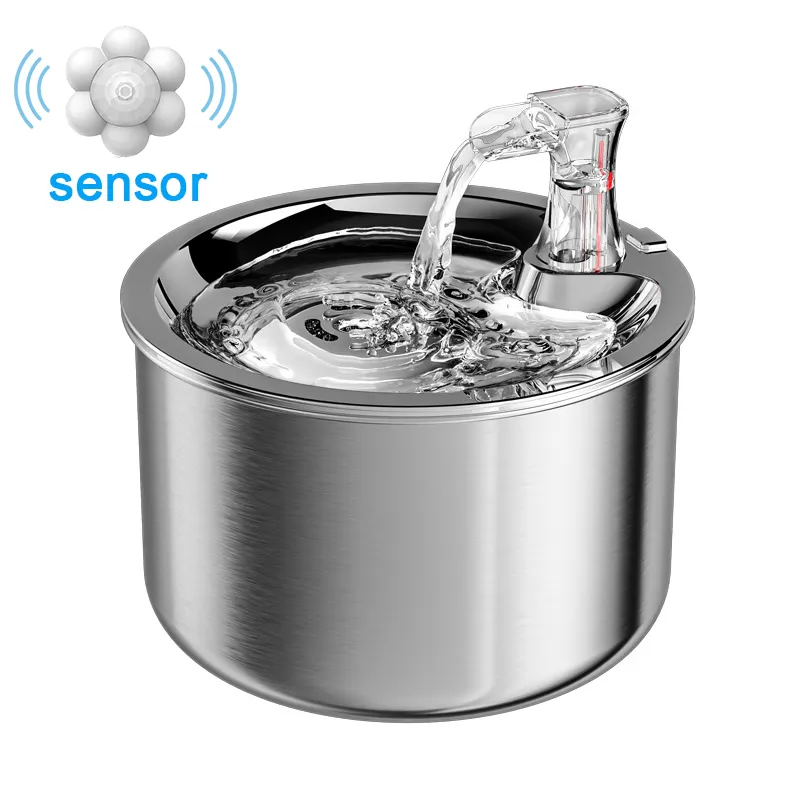 Cat Water Dispenser Automatic Cats Dog Water Fountain Running With 4-layer Filter Sensor Stainles Steel Pet Cat Drinker Fountain