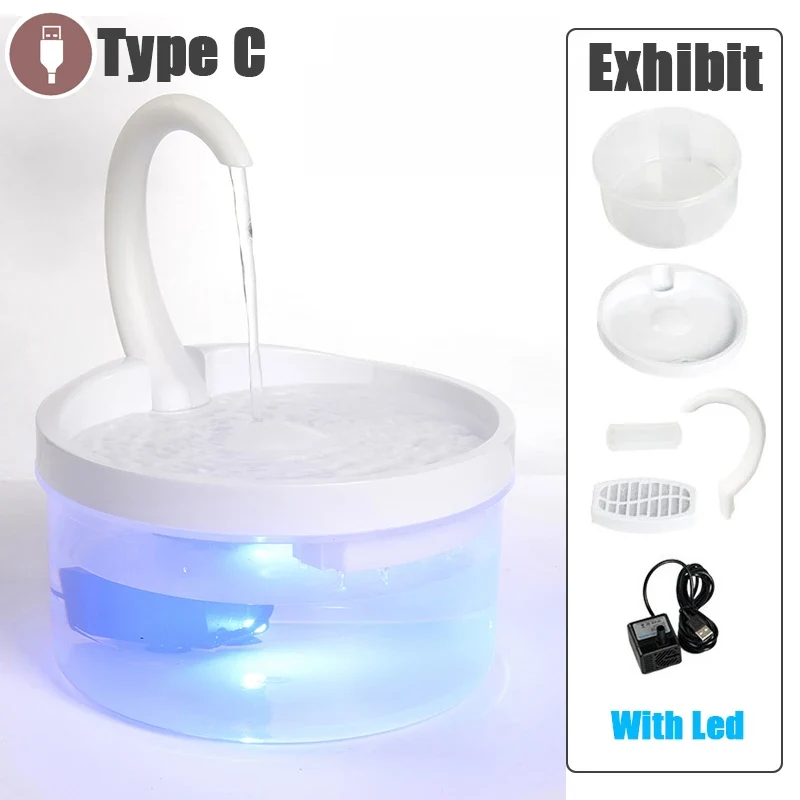 2L Intelligent Cat Water Fountain With Faucet Dog Water Dispenser Transparent Drinker Pet Drinking Filters Feeder Motion Sensor