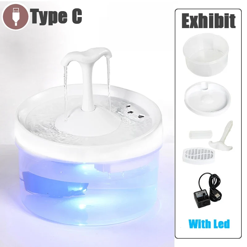 2L Intelligent Cat Water Fountain With Faucet Dog Water Dispenser Transparent Drinker Pet Drinking Filters Feeder Motion Sensor