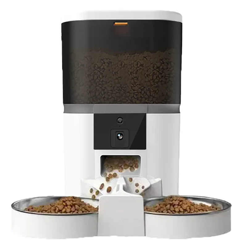 4L Automatic Cat Feeder Smart Pet Feeder For Cats Small Dogs Food Dispenser With Camera Recorder Timing Quantitative Double Bowl