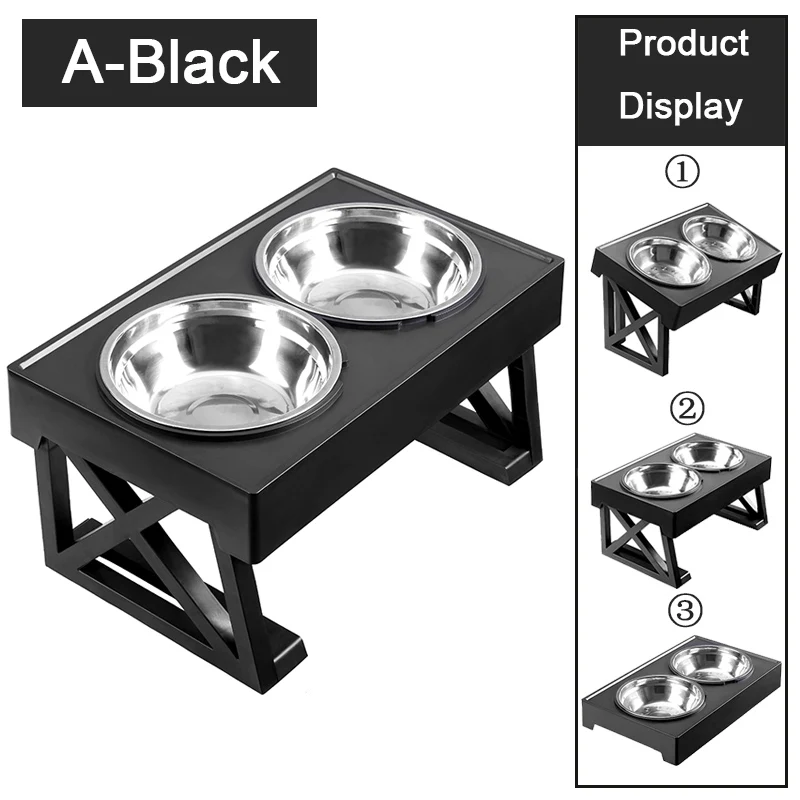 Dog Double Bowls Stand Adjustable Height Pet Feeding Bowl With Slow Food Bowl Elevated Food Water Feeders Lift Table for Dog Cat