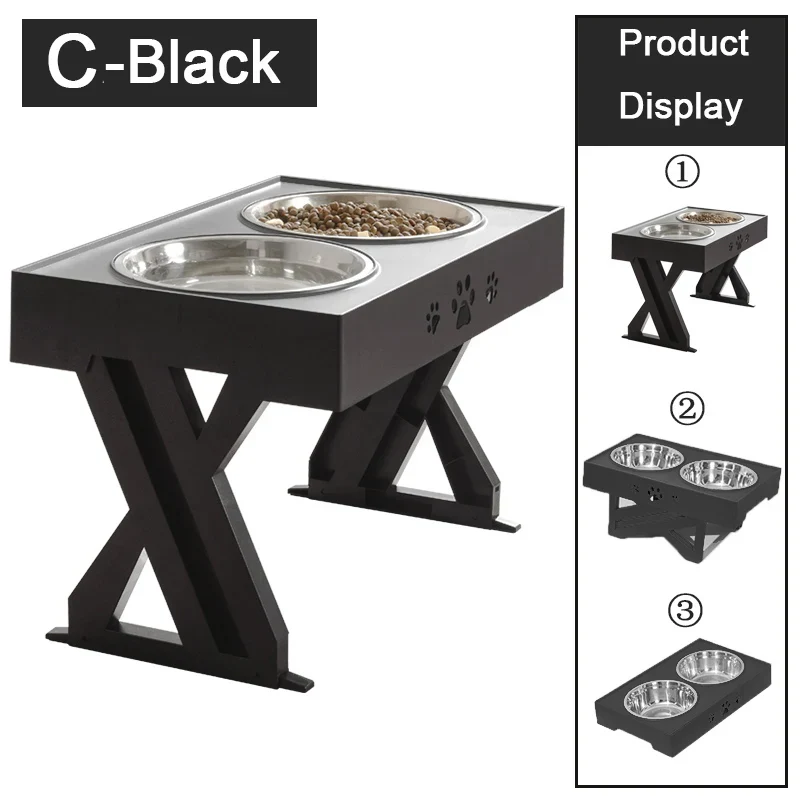Dog Double Bowls Stand Adjustable Height Pet Feeding Bowl With Slow Food Bowl Elevated Food Water Feeders Lift Table for Dog Cat