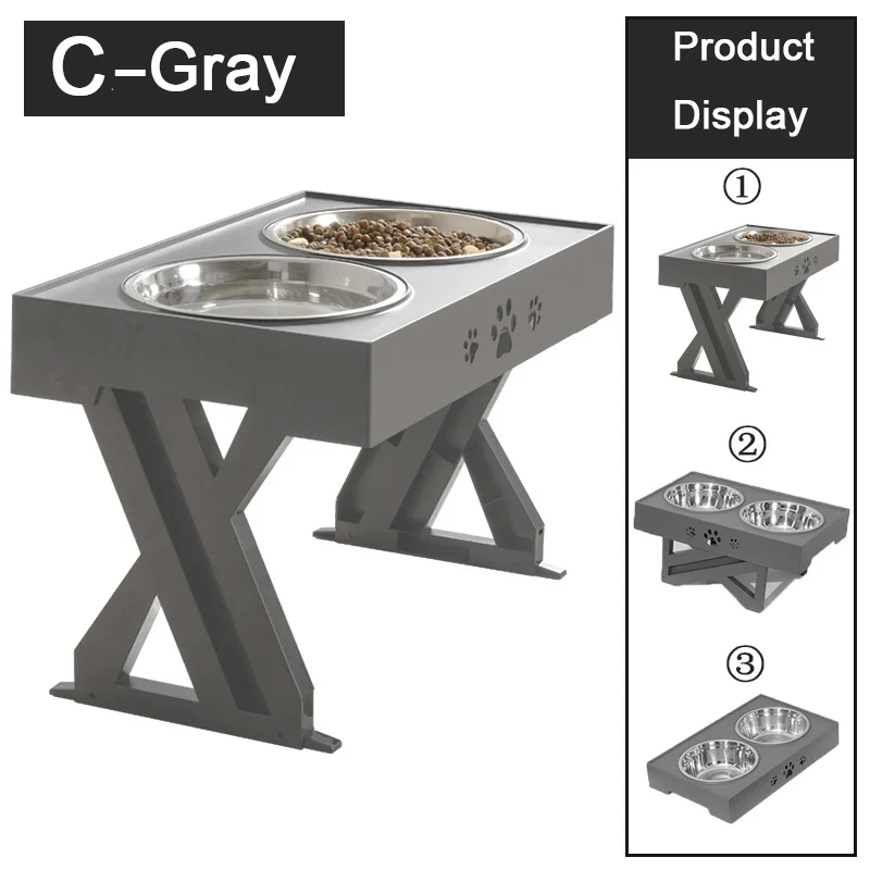 Dog Double Bowls Stand Adjustable Height Pet Feeding Bowl With Slow Food Bowl Elevated Food Water Feeders Lift Table for Dog Cat