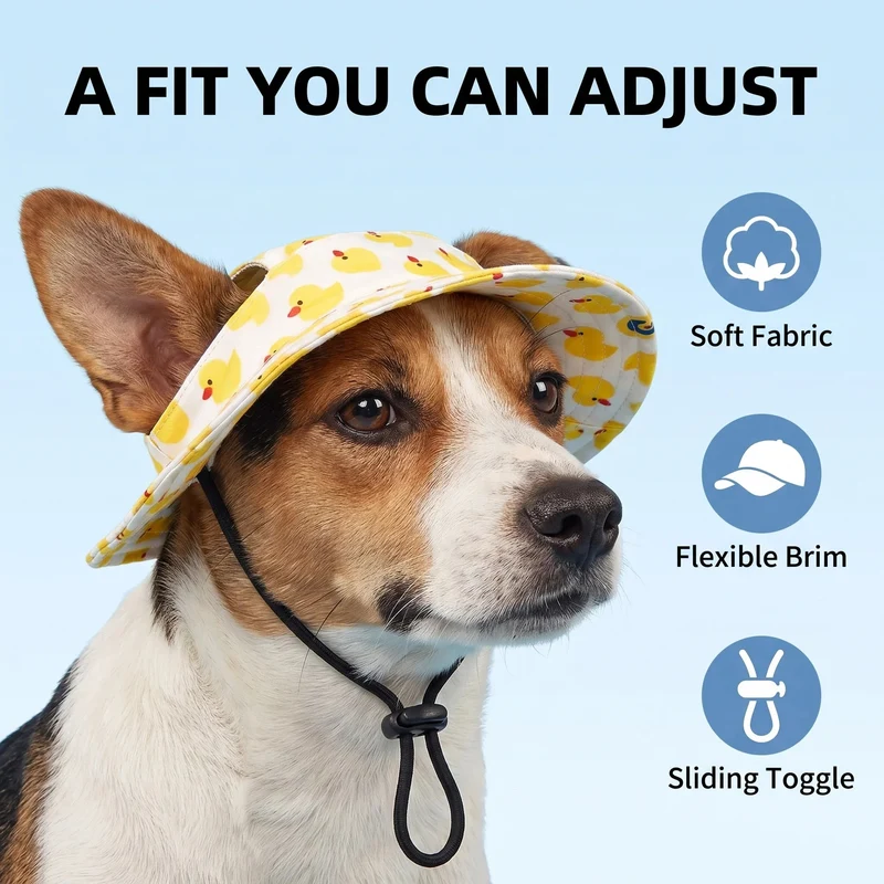 Cute Pet Sun Hat – Adjustable Outdoor Bucket Hat for Dogs & Cats